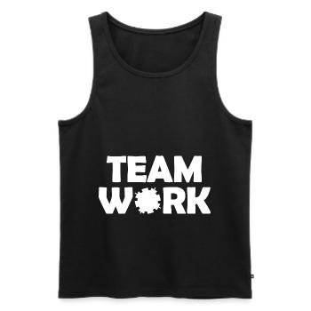 Teamwork - Men's Premium Organic Tank Top - black - Front - Michal (187cm)