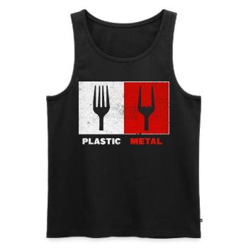Gabel Plastic Metal Musik - Männer Premium Bio Tank Top - Schwarz - Vorne - AI Model Male 178 light (178cm)