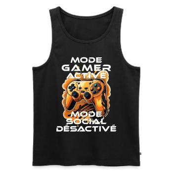 Gamer geek accro à la console de jeux vidéo humour - Débardeur bio Premium Homme - noir - Devant - Michal (187cm)
