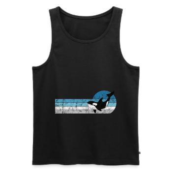 Orque orque orque cadeau baleine rétro océan - Débardeur bio Premium Homme - noir - Devant - Michal (187cm)