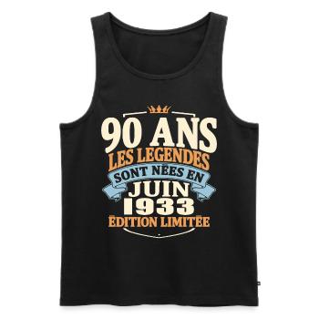juin 1933 - anniversaire 1933 - 90 ans - Débardeur bio Premium Homme - noir - Devant - Michal (187cm)