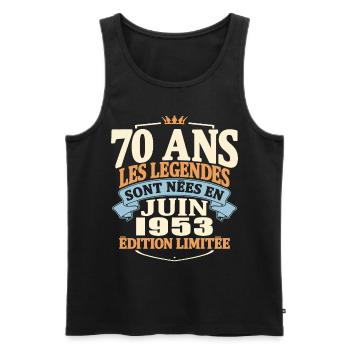 juin 1953 - anniversaire 1953 - 70 ans - Débardeur bio Premium Homme - noir - Devant - Michal (187cm)
