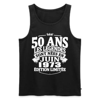 50 ans - juin 1973 - anniversaire 1973 - Débardeur bio Premium Homme - noir - Devant - Michal (187cm)