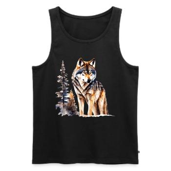 Wolf - Men's Premium Organic Tank Top - black - Front - Michal (187cm)