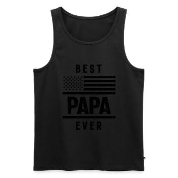 Meilleur papa jamais drapeau américain drapeau usa t-shirt cadeau - Débardeur bio Premium Homme - noir - Devant - AI Model Male 178 light (178cm)