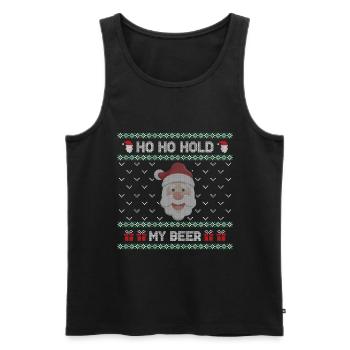 Ho Ho Hold My Beer Weihnachtsmann - UglyChristmas - Männer Premium Bio Tank Top - Schwarz - Vorne - Michal (187cm)