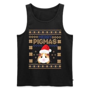 Chemise de cadeau de pull de Noël moche de joyeux Pigmas - Débardeur bio Premium Homme - noir - Devant - Michal (187cm)