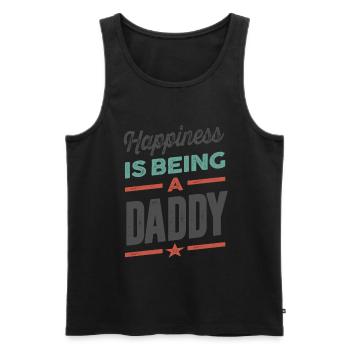 Le bonheur, c'est être papa - Cadeau Père Grand-père - Débardeur bio Premium Homme - noir - Devant - Michal (187cm)