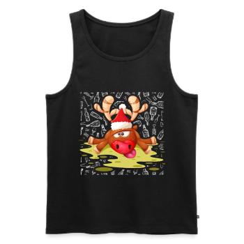 Rennes Alcool Vomi Ugly Christmas Xmas Sweater - Débardeur bio Premium Homme - noir - Devant - Michal (187cm)
