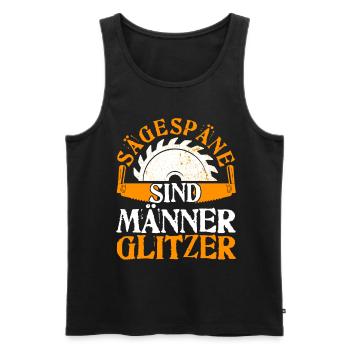 SÄGESPÄNE SIND MÄNNERGLITZER KETTENSÄGE HOLZ - Männer Premium Bio Tank Top - Schwarz - Vorne - Michal (187cm)