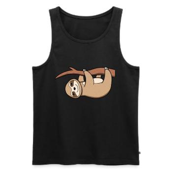 Faultier - Lustig- Geschenk Faultiere Sloth - Männer Premium Bio Tank Top - Schwarz - Vorne - Michal (187cm)