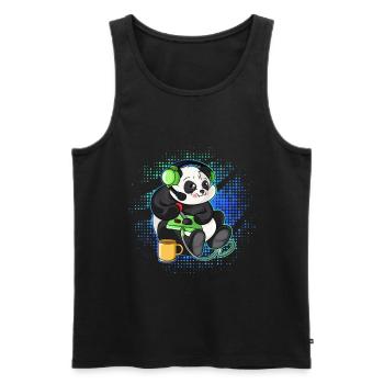 Panda Gaming Controller Gamer PC Gift Idea - Men's Premium Organic Tank Top - black - Front - AI Model Male 178 light (178cm)