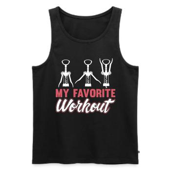 Wine Workout Corkscrew Red Wine White Wine Funny - Men's Premium Organic Tank Top - black - Front - Michal (187cm)