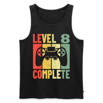 Geburtstag Gaming Gamer Zocker Level 8 Complete - Männer Premium Bio Tank Top - Schwarz - Vorne - Michal (187cm)
