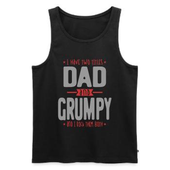 J’ai deux titres papa et grincheux | Papa et grand-père - Débardeur bio Premium Homme - noir - Devant - Michal (187cm)