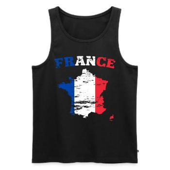 France Wall Map Flag used - Men's Premium Organic Tank Top - black - Front - AI Model Male 178 light (178cm)