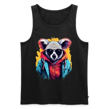 Ours koala de style urbain | Amoureux des koalas - Débardeur bio Premium Homme - noir - Devant - AI Model Male 178 light (178cm)