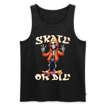 Skate or die : skull squelette Skateboard humour - Débardeur bio Premium Homme - noir - Devant - AI Model Male 178 light (178cm)
