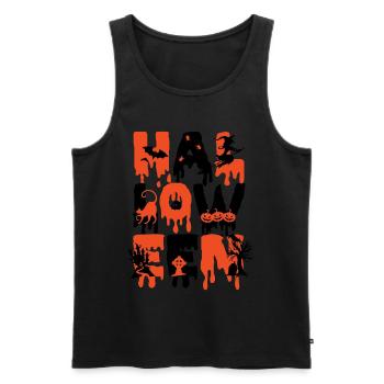 Halloween Witch, Bat, Pumpkin, Cat, Graveyard - Men's Premium Organic Tank Top - black - Front - AI Model Male 178 light (178cm)