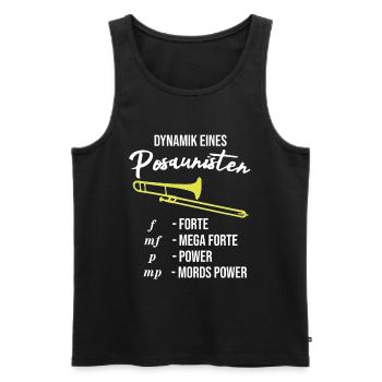Lustiges Posaune Design, Dynamik eines Posaunisten - Männer Premium Bio Tank Top - Schwarz - Vorne - Michal (187cm)