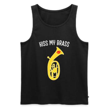 Lustiges Tenorhorn Design Kiss my brass, Blasmusik - Männer Premium Bio Tank Top - Schwarz - Vorne - AI Model Male 178 light (178cm)