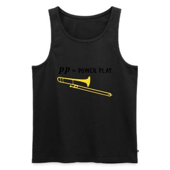 Cadeau de trombone, drôle, pp = power play - Débardeur bio Premium Homme - noir - Devant - AI Model Male 178 light (178cm)