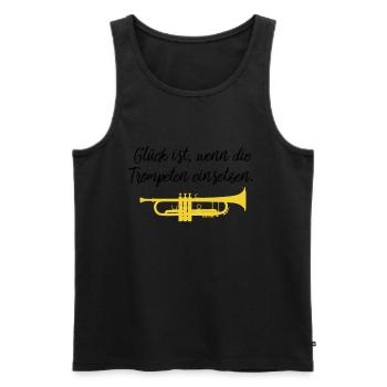 Glück ist wenn die Trompeten einsetzen, Geschenk - Männer Premium Bio Tank Top - Schwarz - Vorne - Michal (187cm)