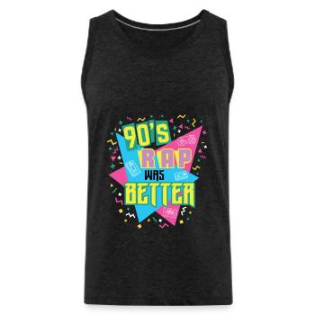 90s Rap Music graphic Throwback Hip Hop Rapper - Men's Premium Organic Tank Top - charcoal grey - Front - Alexander (188cm)