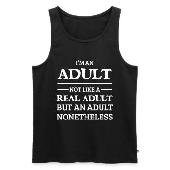Adulting - Young Adult - Graduation Gift - Men's Premium Organic Tank Top - black - Front - AI Model Male 178 light (178cm)