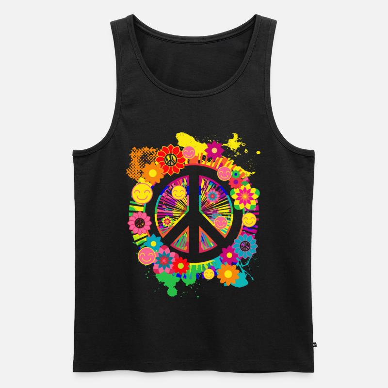 Friedenszeichen Hippie 70er Geschenkartikel - Männer Premium Bio Tank Top - Schwarz