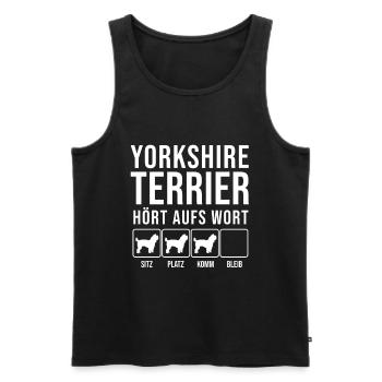 Yorkshire Terrier - Écoutez la parole - drôle, chien - Débardeur bio Premium Homme - noir - Devant - AI Model Male 178 light (178cm)