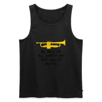 Trompete - Be nice or I'll empty my spit valve on. - Men's Premium Organic Tank Top - black - Front - AI Model Male 178 light (178cm)
