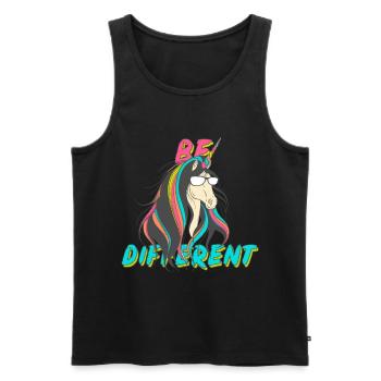 Be Different Cool licorne Arc-en-ciel - Débardeur bio Premium Homme - noir - Devant - Michal (187cm)