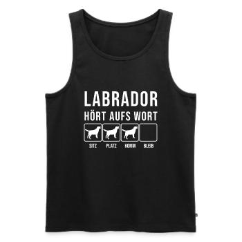 Labrador - Écoutez le mot, cadeau de chien drôle - Débardeur bio Premium Homme - noir - Devant - Michal (187cm)