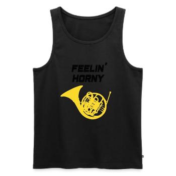 Waldhorn - Feelin' horny! lustig, Geschenk, F Horn - Männer Premium Bio Tank Top - Schwarz - Vorne - AI Model Male 178 light (178cm)