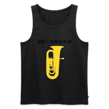 Tuba - pp = power play, lustig, Blasmusik Geschenk - Männer Premium Bio Tank Top - Schwarz - Vorne - AI Model Male 178 light (178cm)