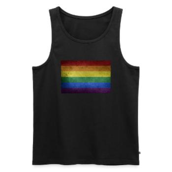 LGBT Vintage Regenbogenfahne Flagge Gay Pride CSD - Männer Premium Bio Tank Top - Schwarz - Vorne - AI Model Male 178 light (178cm)