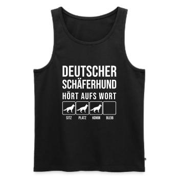 Deutscher Schäferhund - Hört aufs Wort - lustig - Männer Premium Bio Tank Top - Schwarz - Vorne - Michal (187cm)