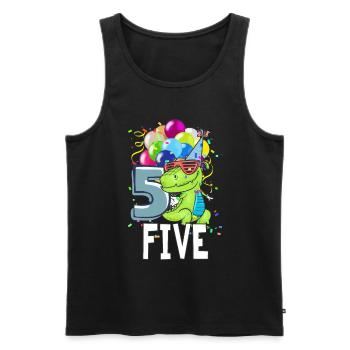 Fünfter Geburtstag 5 Jahre Junge Dinosaurier TRex Geschenk - Männer Premium Bio Tank Top - Schwarz - Vorne - AI Model Male 178 light (178cm)