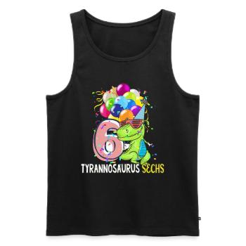 Dino Dinosaurier TRex 6. Geburtstag Junge 6 Jahre - Männer Premium Bio Tank Top - Schwarz - Vorne - AI Model Male 178 light (178cm)