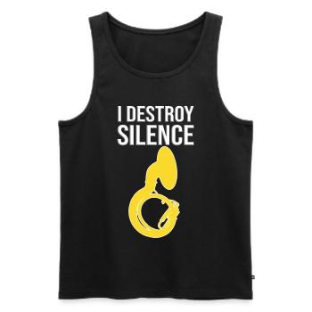 I destroy silence! Lustiges Sousaphon Design - Männer Premium Bio Tank Top - Schwarz - Vorne - AI Model Male 178 light (178cm)