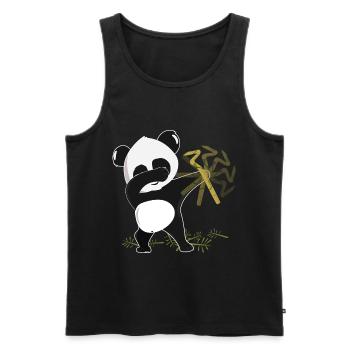 dabbing panda - bamboo panda bear gift - Men's Premium Organic Tank Top - black - Front - AI Model Male 178 light (178cm)