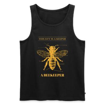 Cadeau de chemise drôle apiculteur abeille - Débardeur bio Premium Homme - noir - Devant - Michal (187cm)