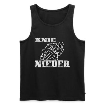 Knie Nieder- Knie Schleifer Motorradfahrer - Männer Premium Bio Tank Top - Schwarz - Vorne - AI Model Male 178 light (178cm)