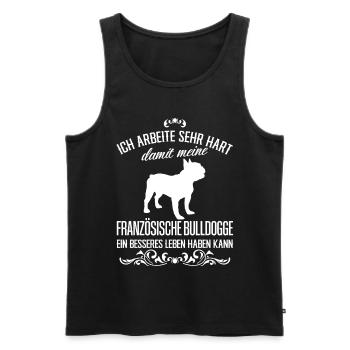 Französische Bulldogge - Ich arbeite sehr hart... - Männer Premium Bio Tank Top - Schwarz - Vorne - Michal (187cm)