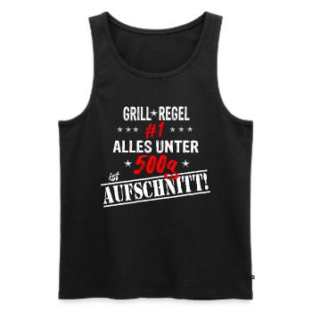 Grill-Regel #1 alles unter 500g ist Aufschnitt - Männer Premium Bio Tank Top - Schwarz - Vorne - Michal (187cm)