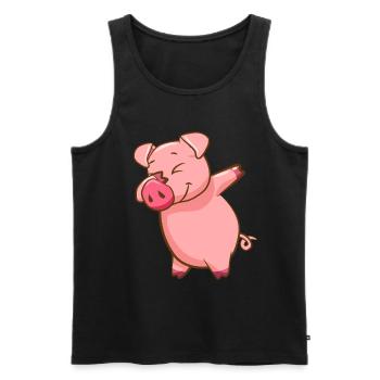 Dabbing Pig Piglet Piggy Pig Lover - Men's Premium Organic Tank Top - black - Front - AI Model Male 178 light (178cm)
