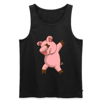 Dabbing Pig Piggy Piglet Pig Lover - Men's Premium Organic Tank Top - black - Front - AI Model Male 178 light (178cm)