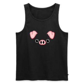 Costume de porc costume de cochon visage - Débardeur bio Premium Homme - noir - Devant - AI Model Male 178 light (178cm)