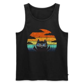 Katze Mittelfinger Sonnenbrille Katzen Geschenk - Männer Premium Bio Tank Top - Schwarz - Vorne - Michal (187cm)